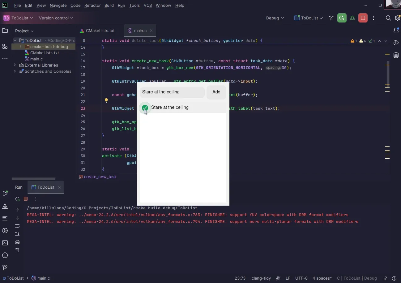 Image showing the checkboxes being activated which initiates deletion of task